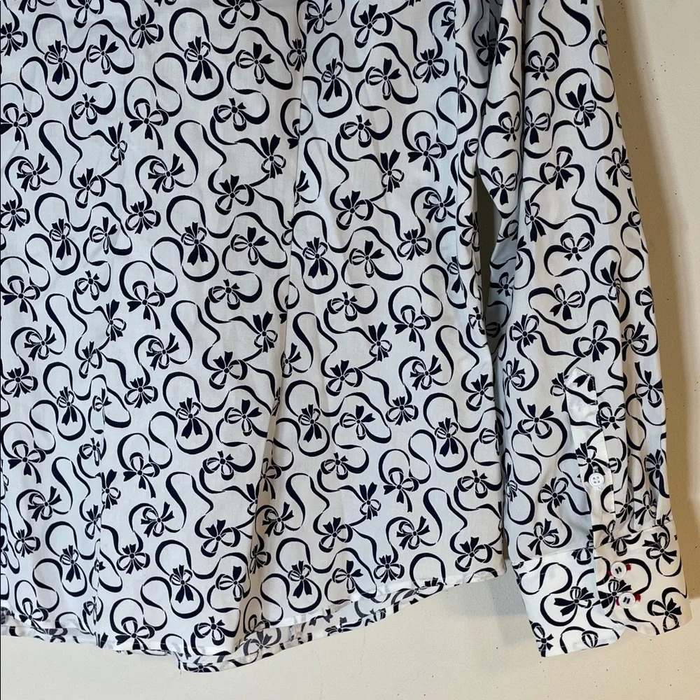 NEW! Talbots Wrinkle-Resistant Black & White Ribbon Print Shirt. 10. - Picture 8 of 8